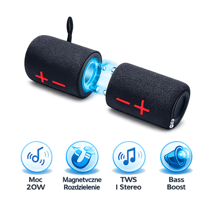 Basik™ Dual Beat 20W – Rozdzielany Głośnik Bluetooth z Efektem Stereo